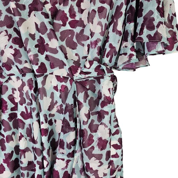 Tanya Taylor Blaire Brushstroke Coral Araucana Wrap Dress, Sz 16, NWT - Picture 5 of 11